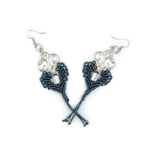 Load image into Gallery viewer, ALECTO | Blue Macrame &amp; Silver Ornament Earrings