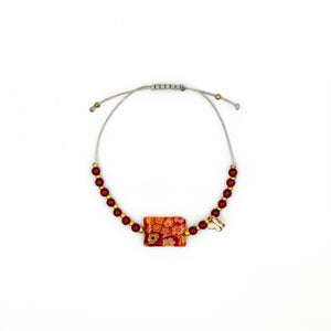 ANTHEIA | Red Beads & Flower Ornament Bracelet