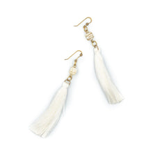 Load image into Gallery viewer, ATHENA | White Fringes &amp; Stones Earrings