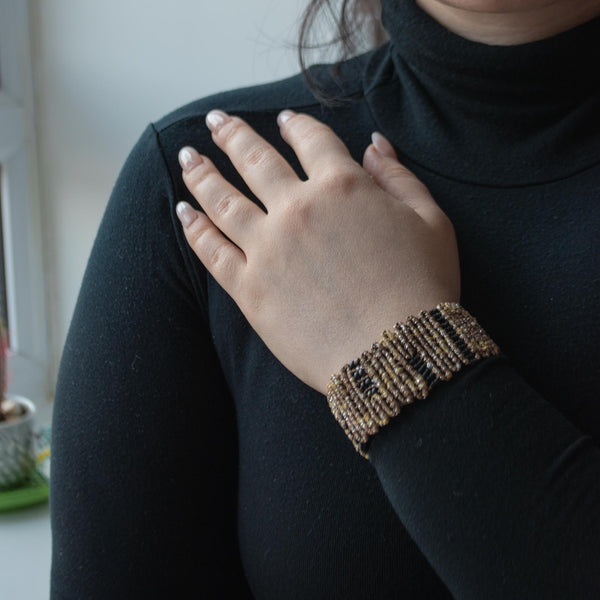 ATROPOS | Macrame Fully Knitted Dark Gold Bracelet