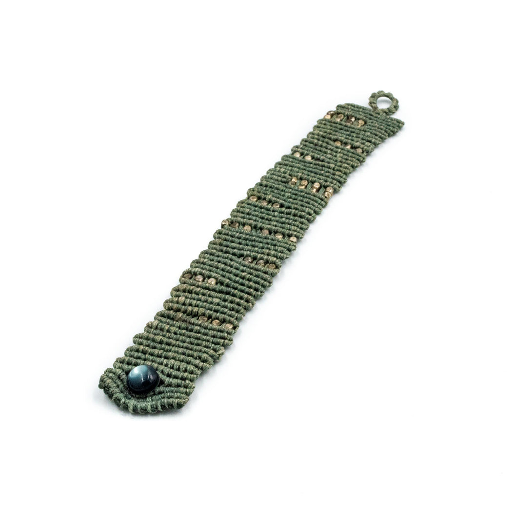 CLOTHO | Macrame Fully Knitted Olive Green Bracelet