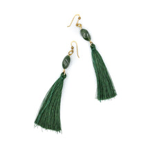 Load image into Gallery viewer, DEMETRA | Green Fringes &amp; Stones Earrings