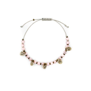 DIONE | Pink Beads & Silver "Coins" Bracelet