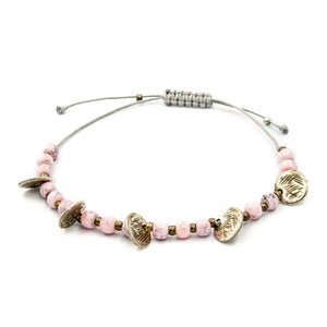 DIONE | Pink Beads & Silver "Coins" Bracelet