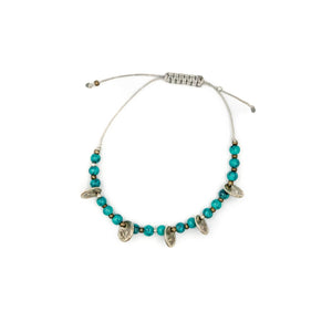 GALENE | Blue Beads & Silver "Coins" Bracelet