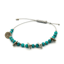 Load image into Gallery viewer, GALENE | Blue Beads &amp; Silver &quot;Coins&quot; Bracelet