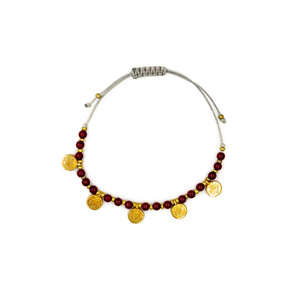 HESTIA | Red Beads & Golden "Coins" Bracelet