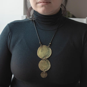 HIPPOLYTA | Round Triplet of Forged Dark Brass Necklace