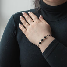 Load image into Gallery viewer, HYPNOS | Black Beads &amp; Silver Ornament Bracelet