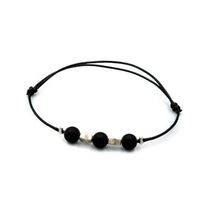 HYPNOS | Black Beads & Silver Ornament Bracelet