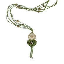 Load image into Gallery viewer, MEGAERA | Green Waxed Linen &amp; Macrame Ornament Necklace