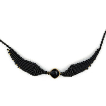 Load image into Gallery viewer, PERSEPHONE | Black Macrame &amp; Black+Gold Gem Necklace