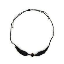 Load image into Gallery viewer, PERSEPHONE | Black Macrame &amp; Black+Gold Gem Necklace