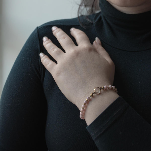 SELENE | Pink Beads & Gem Bracelet