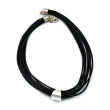 Load image into Gallery viewer, STHENO | Black Leather Craft Thread &amp; Forged Metal Necklace