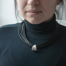 Load image into Gallery viewer, STHENO | Black Leather Craft Thread &amp; Forged Metal Necklace