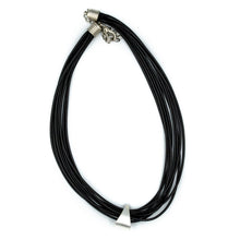 Load image into Gallery viewer, STHENO | Black Leather Craft Thread &amp; Forged Metal Necklace