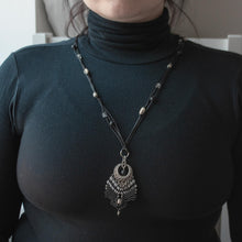 Load image into Gallery viewer, TISIPHONE | Black Waxed Linen &amp; Macrame Ornament Necklace