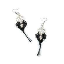 Load image into Gallery viewer, TISIPHONE | Black Macrame &amp; Silver Ornament Earrings