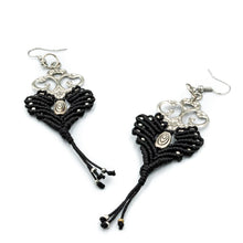 Load image into Gallery viewer, TISIPHONE | Black Macrame &amp; Silver Ornament Earrings