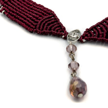 Load image into Gallery viewer, ZEPHYRUS | Grape Macrame &amp; Rose Gemstones Ornament Necklace