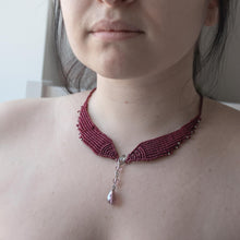 Load image into Gallery viewer, ZEPHYRUS | Grape Macrame &amp; Rose Gemstones Ornament Necklace