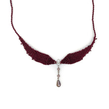 Load image into Gallery viewer, ZEPHYRUS | Grape Macrame &amp; Rose Gemstones Ornament Necklace