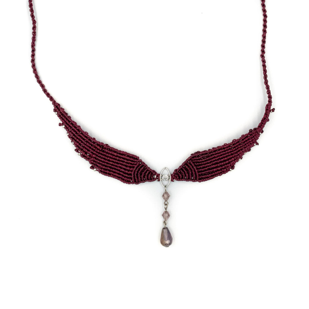 ZEPHYRUS | Grape Macrame & Rose Gemstones Ornament Necklace