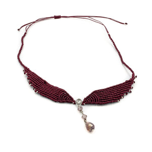 ZEPHYRUS | Grape Macrame & Rose Gemstones Ornament Necklace